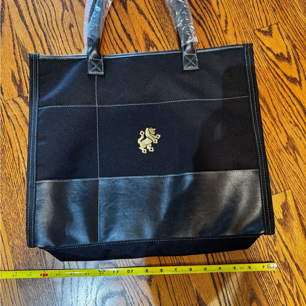 BlackTote Bag with Gold Lion of Judah Emblem
